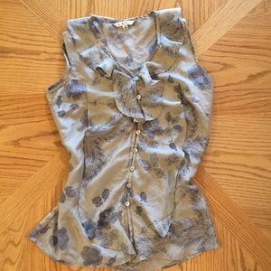 100% Silk Cabi Sleeveless Top With Ruffle